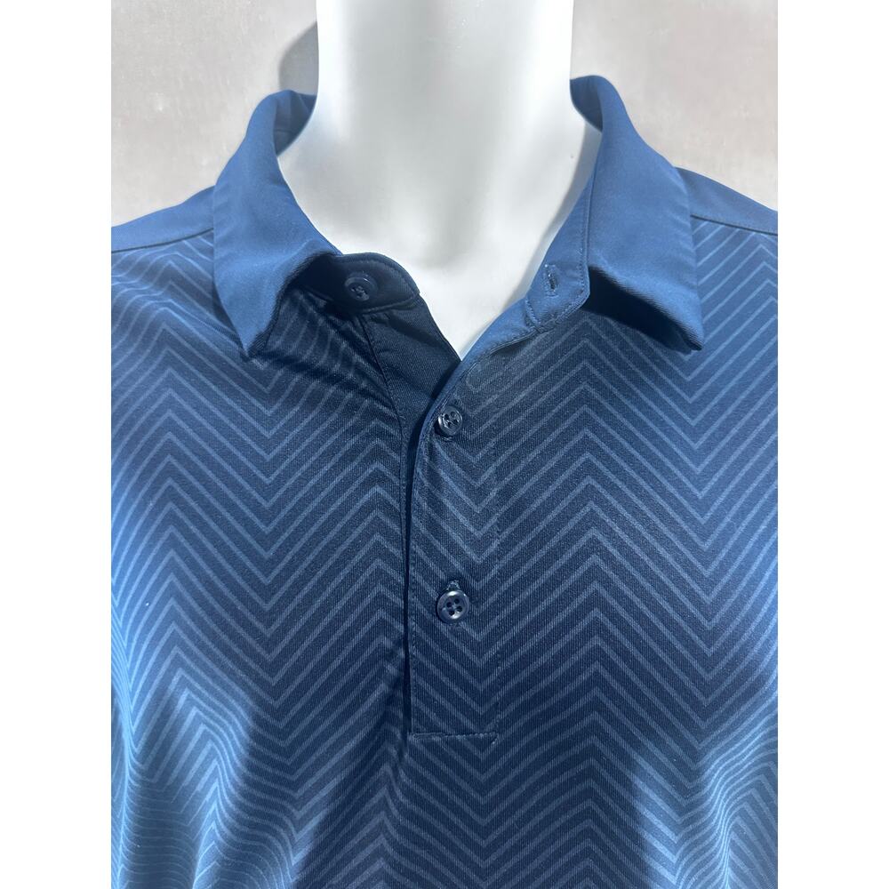 Under Amour Men's HeatGear Polo shirt Size XL Navy Blue Chevron Pattern